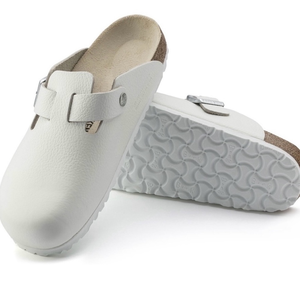 Birkenstock Boston White Leather Clog